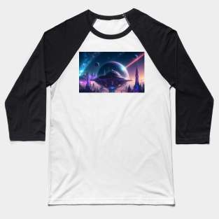 Futuristic city with beautiful sky landscape Baseball T-Shirt